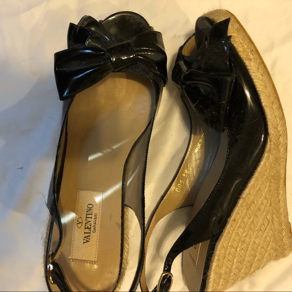 Black Bow Wedges